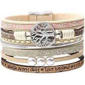 Inspirational Tree of Life Leather Bracelets for Women Jewelry Gifts